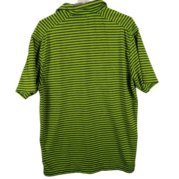 Nike Golf Shirt Mens Large Polo Green Gray Stripes Preppy Swoosh Office School - Picture 2 of 9
